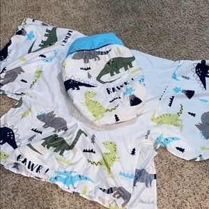 Sweet JoJo dinosaur changing pad and crib skirt